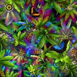 Пазл: Цветы и бабочки