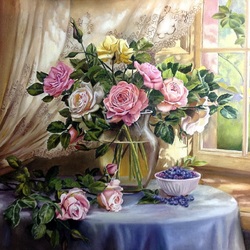 Пазл: Натюрморт с розами