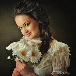 Пазл: Девушка с ромашками
