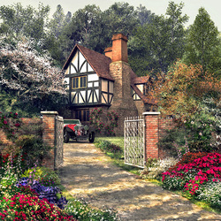 Пазл: Цветы у дома