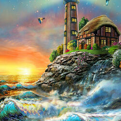 Пазл: Рассвет на маяке