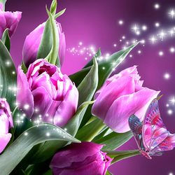 Пазл: Розовые тюльпаны