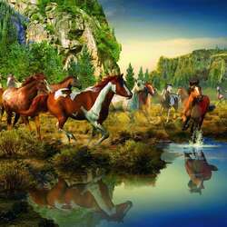 Пазл: Лошади        