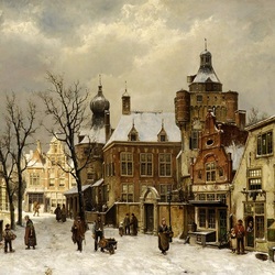 Пазл: Голландская улица зимой