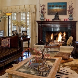 Пазл: Гостиная с камином