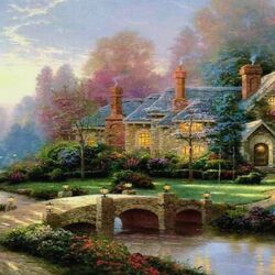 Пазл: Домик у речушки