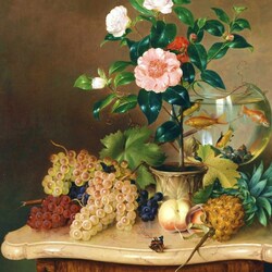 Пазл: Натюрморт с золотыми рыбками