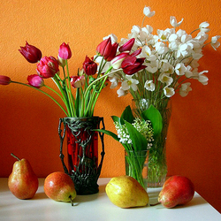 Пазл: Цветы и фрукты