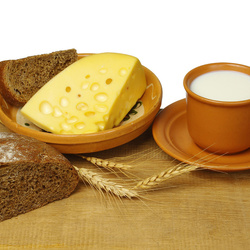 Пазл: Хлеб с сыром и молоком