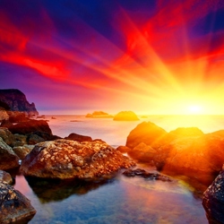Пазл: Яркий закат солнца