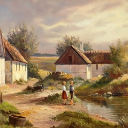 Пазл: Дети у пруда