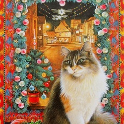 Пазл: Кот и Рождество