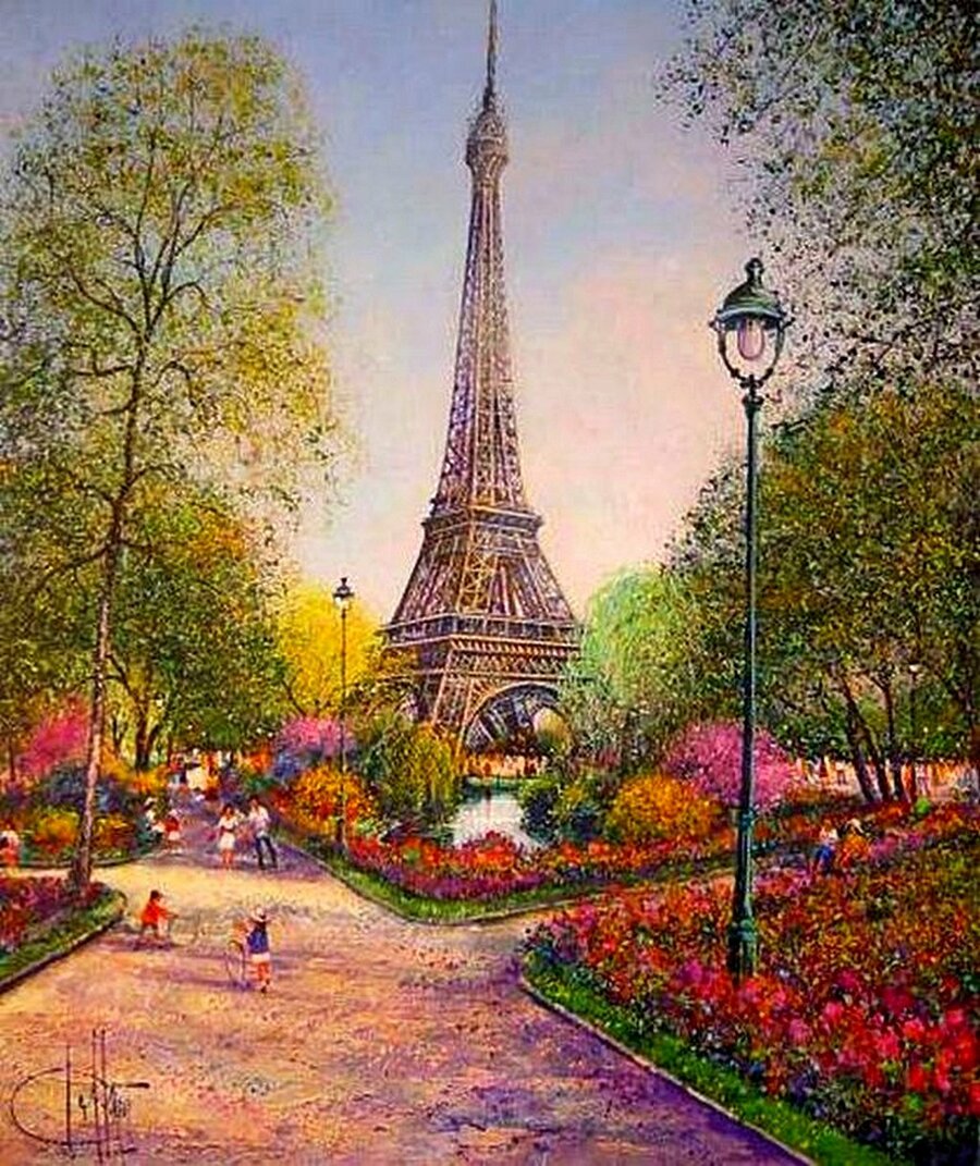 Париж Эйфелева башня живопись