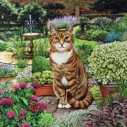 Пазл: Кот в саду 
