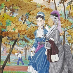Пазл: Две дамы в парке