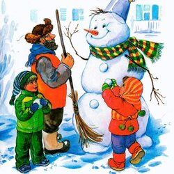 Пазл: Весёлый снеговик