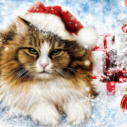 Пазл: Новогодний кот