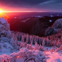 Пазл: Зимний закат   