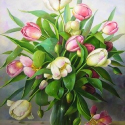 Пазл: Розовые тюльпаны