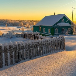 Пазл: Зима в деревне