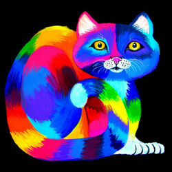 Пазл: Разноцветный радужный кот