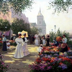 Пазл: Цветочный рынок у Сены