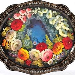 Пазл: Поднос с цветами