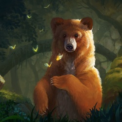 Пазл: Мишка и бабочки