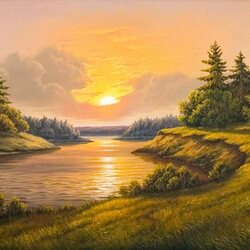 Пазл: Закат в лесу