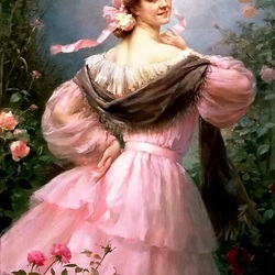Пазл: Девушка в розовом платье