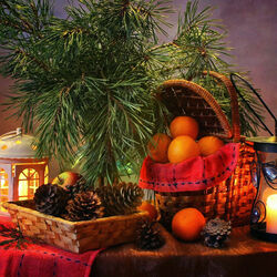 Пазл: Натюрморт с мандаринами 