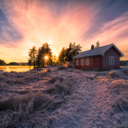 Пазл: Зимний закат   