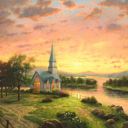 Пазл: Церковь на закате