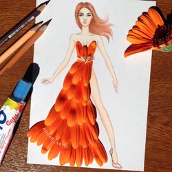 Пазл: Платье из лепестков герберы