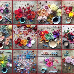 Пазл: Цветы и напитки