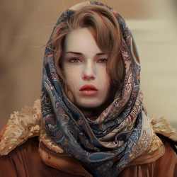 Пазл: Девушка в платке