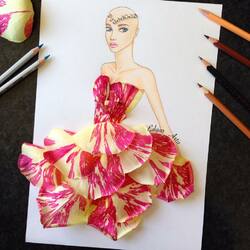 Пазл: Платье из лепестков розы