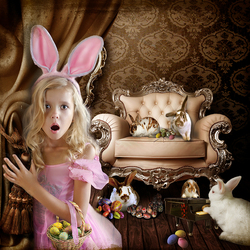Пазл: Пасхальные зайчики