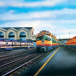 Пазл: Разноцветные поезда