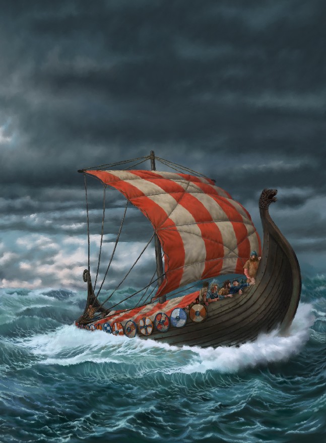 Красная ладья. Драккар викингов. Викинги Драккар море. Дракар судно викингов. Корабли Драккар норманнов.