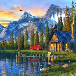 Пазл: Домик в горах
