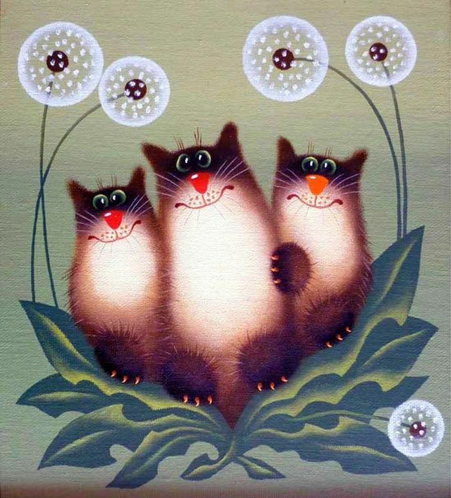 Смешные открытки с котом. Коты художника Зотова.