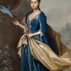 Пазл: Девушка с синим попугаем