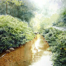 Пазл: Ручей вдоль дороги