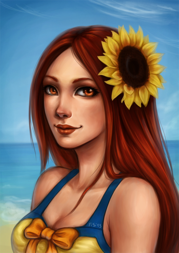 Леона на пляже.