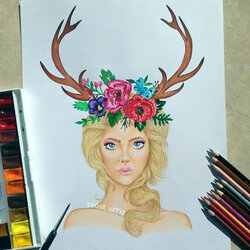 Пазл: Рога и девушка