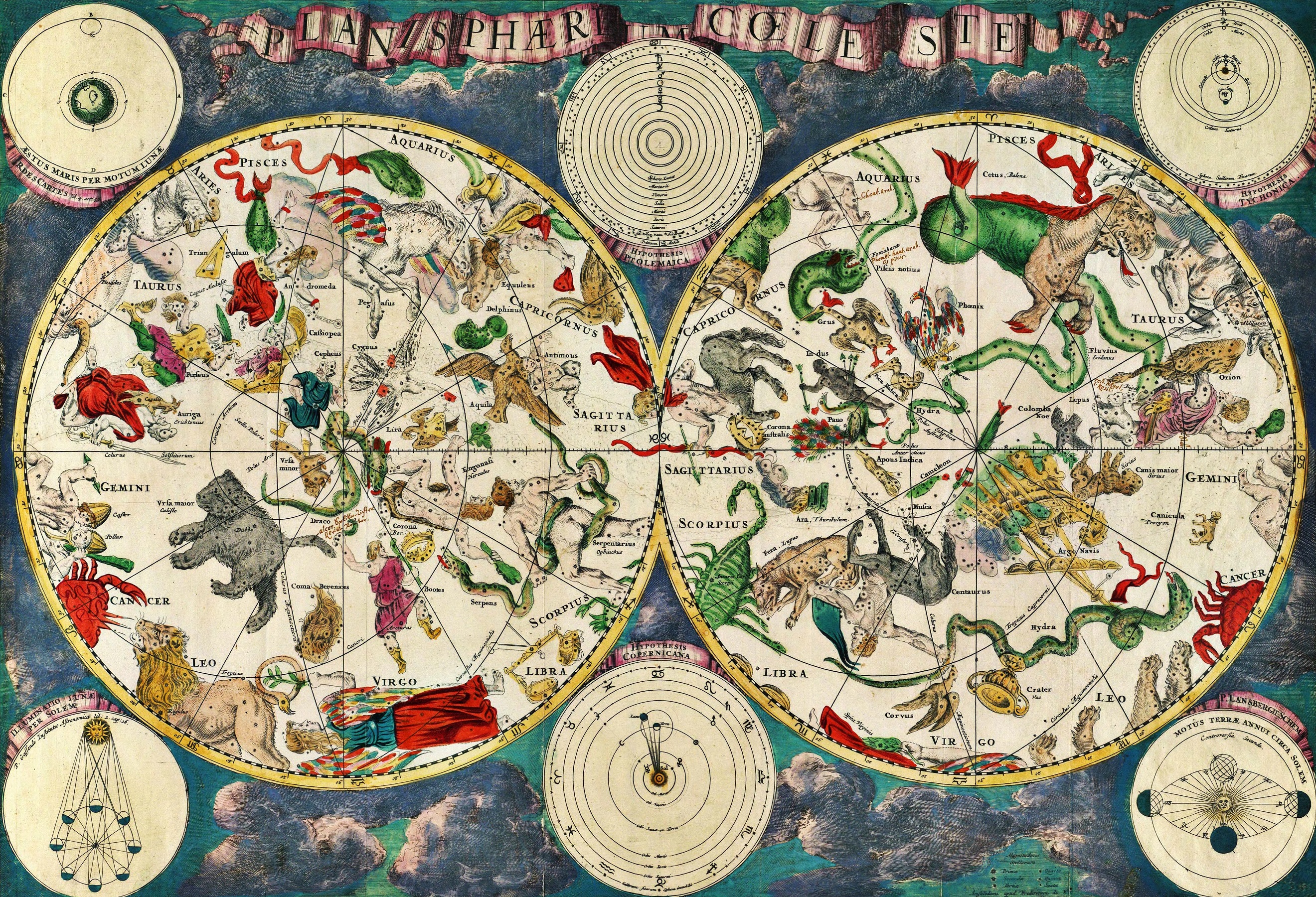 Древнее звездное небо. Атласы звёздного неба XVII века. Карта звездного небаякоа Брюса. Древние атласы звездного неба.