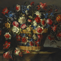 Пазл: Цветы в корзине 