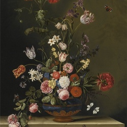 Пазл: Цветы в синей вазе