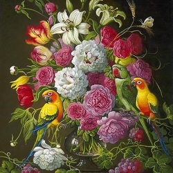 Пазл: Три попугайчика